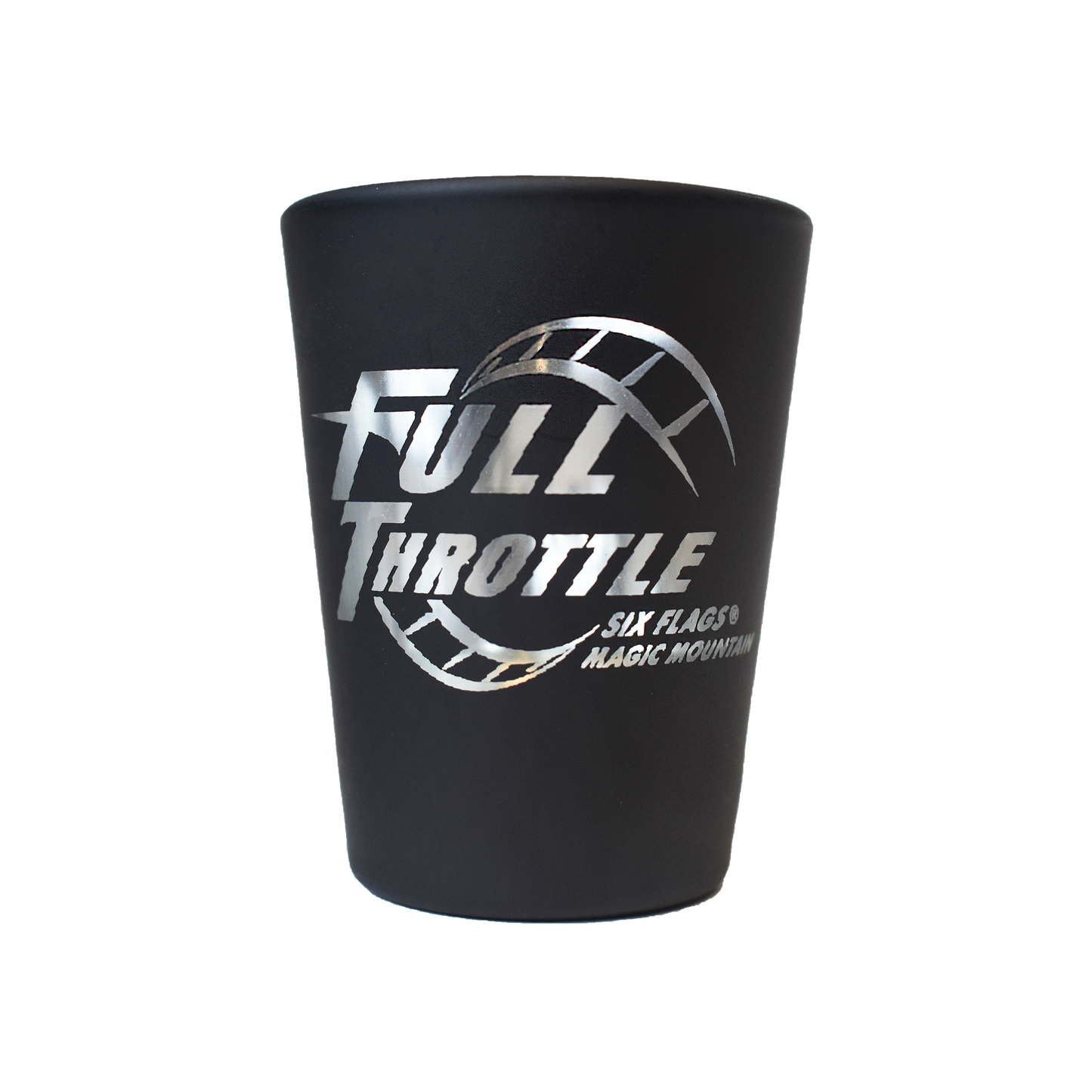 FULL THROTTLE MATTE BLACK SHOT GLASS (SIX FLAGS MAGIC MOUNTAIN)