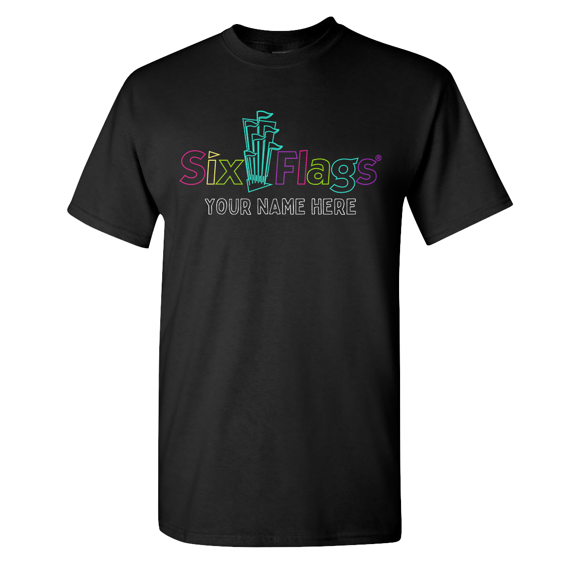 CUSTOMIZABLE! Six Flags Neon Tee