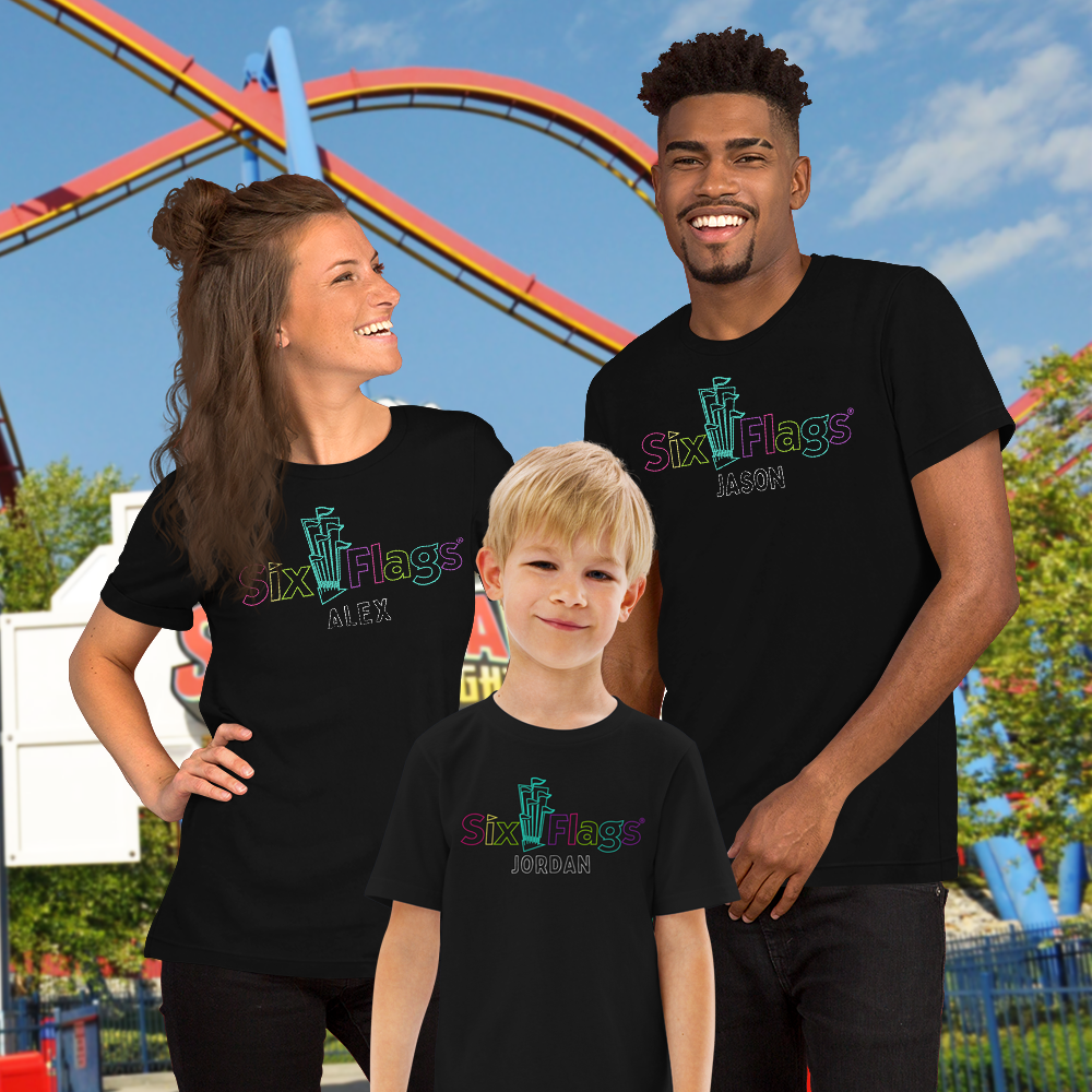 CUSTOMIZABLE! Six Flags Neon Tee