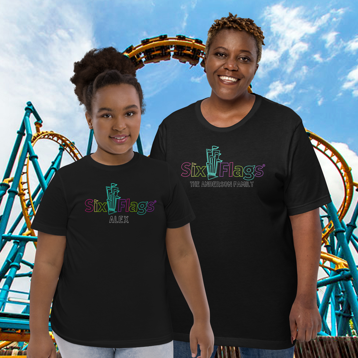 CUSTOMIZABLE! Six Flags Neon Tee
