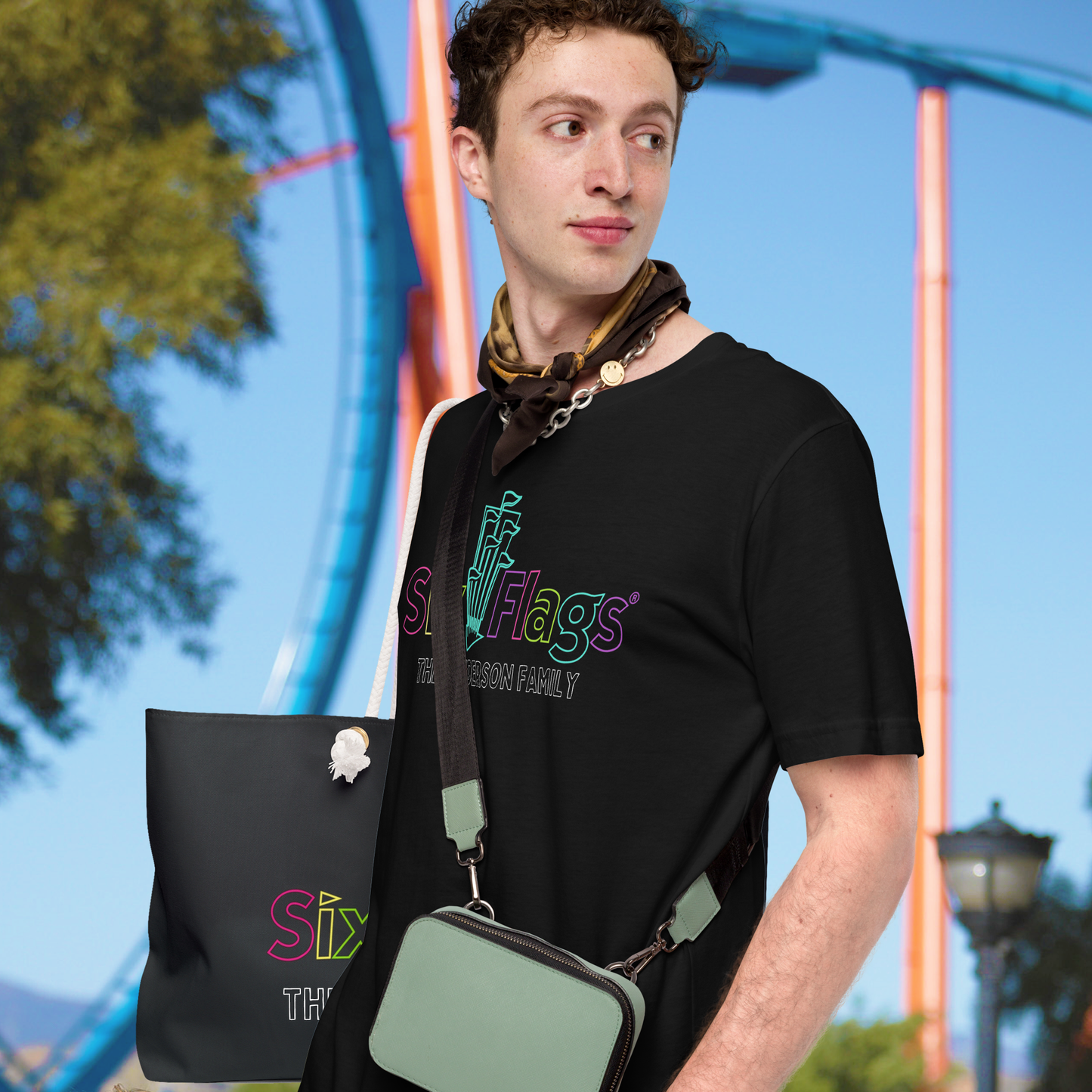 CUSTOMIZABLE! Six Flags Neon Tee