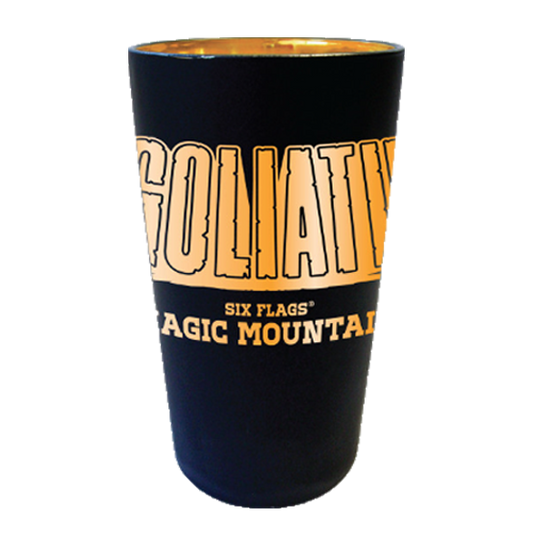 GOLIATH MATTE BLACK PINT GLASS (SIX FLAGS MAGIC MOUNTAIN)