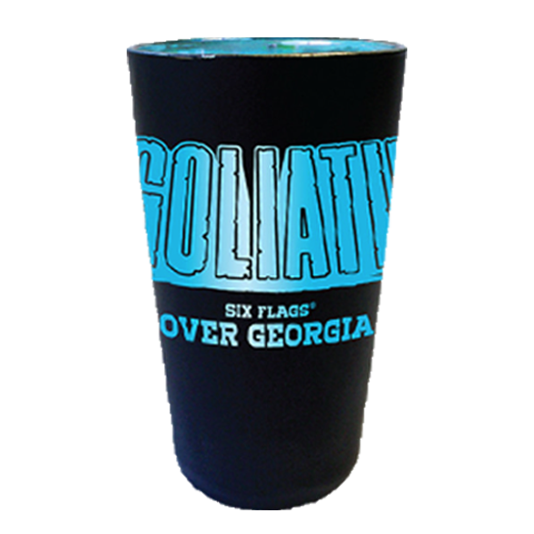 GOLIATH MATTE BLACK PINT GLASS (SIX FLAGS OVER GEORGIA)