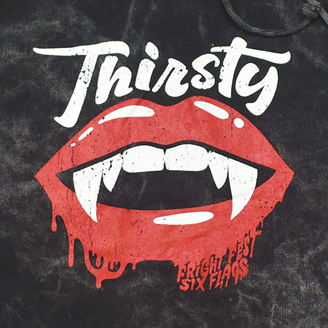 Thirsty Vintage Wash Hoodie design
