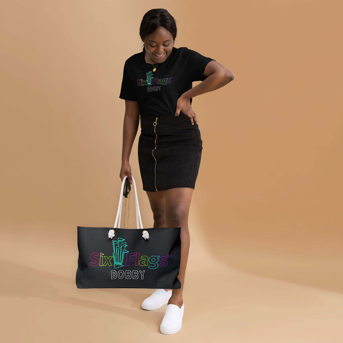 CUSTOMIZABLE! Six Flags Neon Weekender Bag
