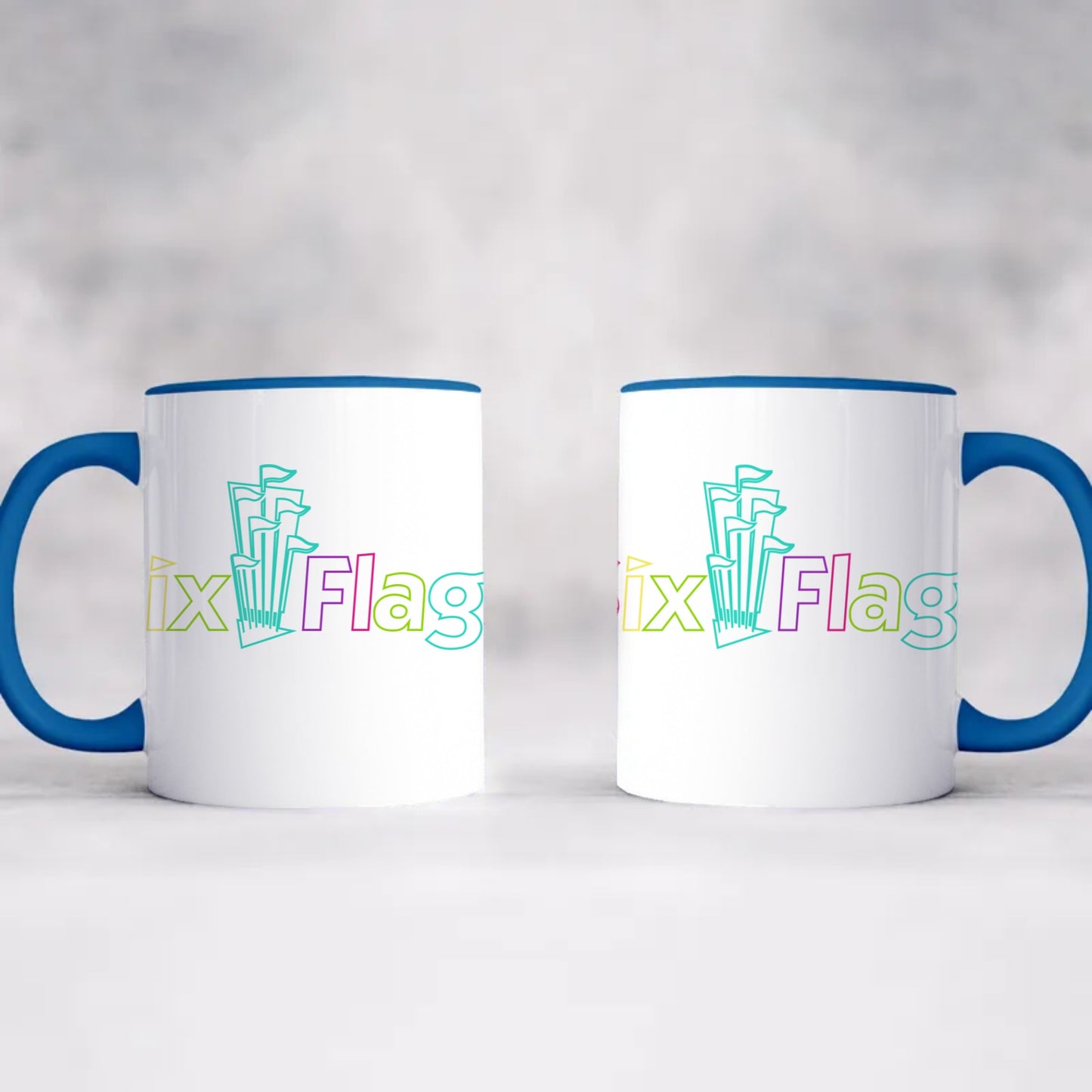 CUSTOMIZABLE! Six Flags Neon Accent Coffee Mug, 11oz