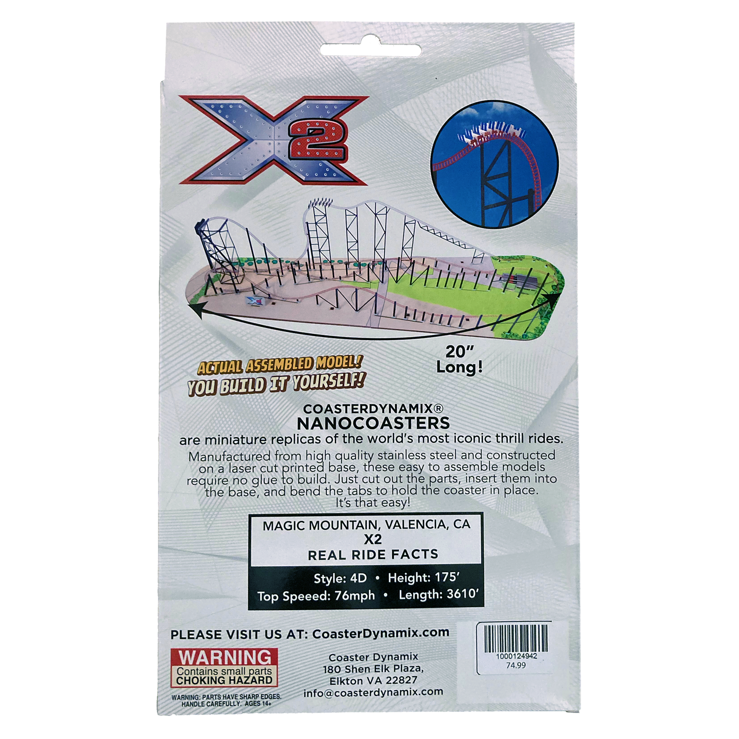 Six Flags Magic Mountain X2 Nanocoaster Plus package back