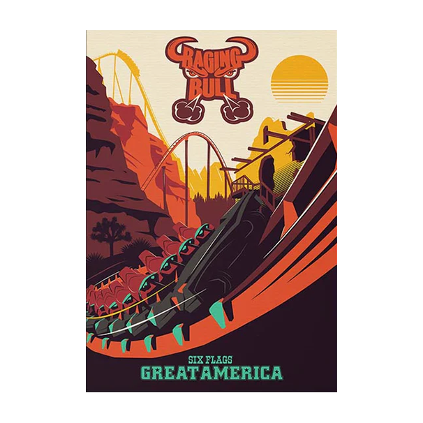 Six Flags Great America x Made to Thrill - Raging Bull Poster