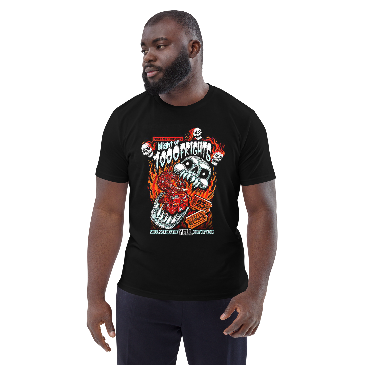 guy wearing 1000 Frights Tee