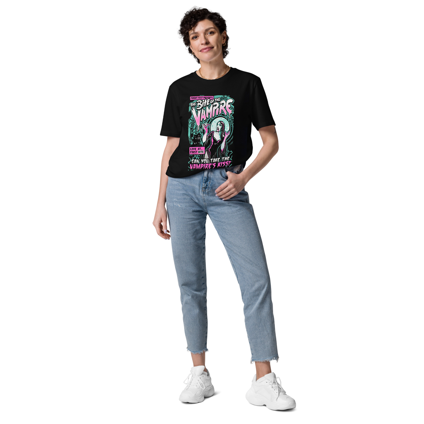 woman wearing Retro POP Vampire Tee