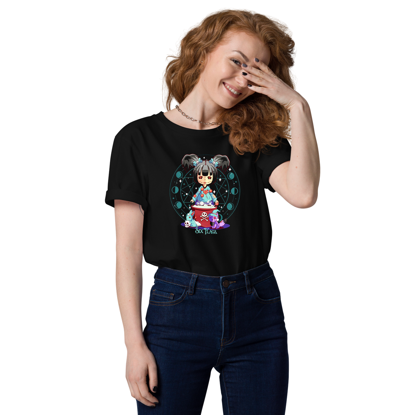 lady wearing Voodoo Doll Ladies Tee