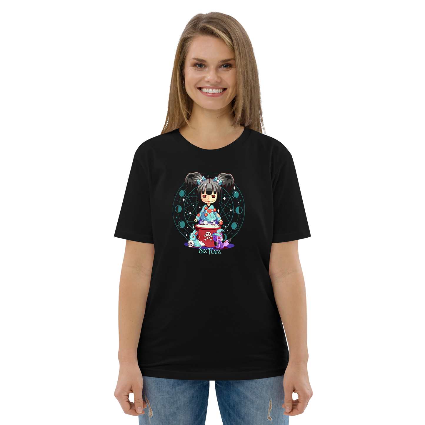 lady wearing Voodoo Doll Ladies Tee