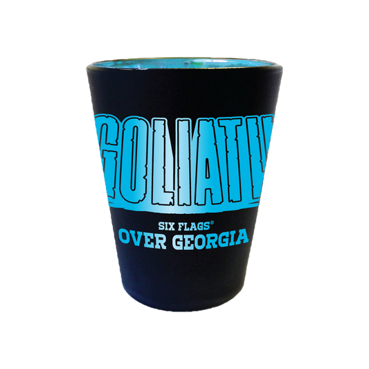 GOLIATH MATTE BLACK SHOT GLASS (SIX FLAGS OVER GEORGIA)