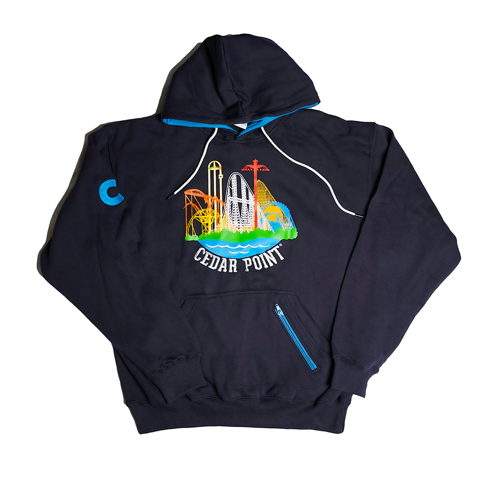 Cedar Point Skyline Hooded Zipper Pocket Sweatshirt – FUN