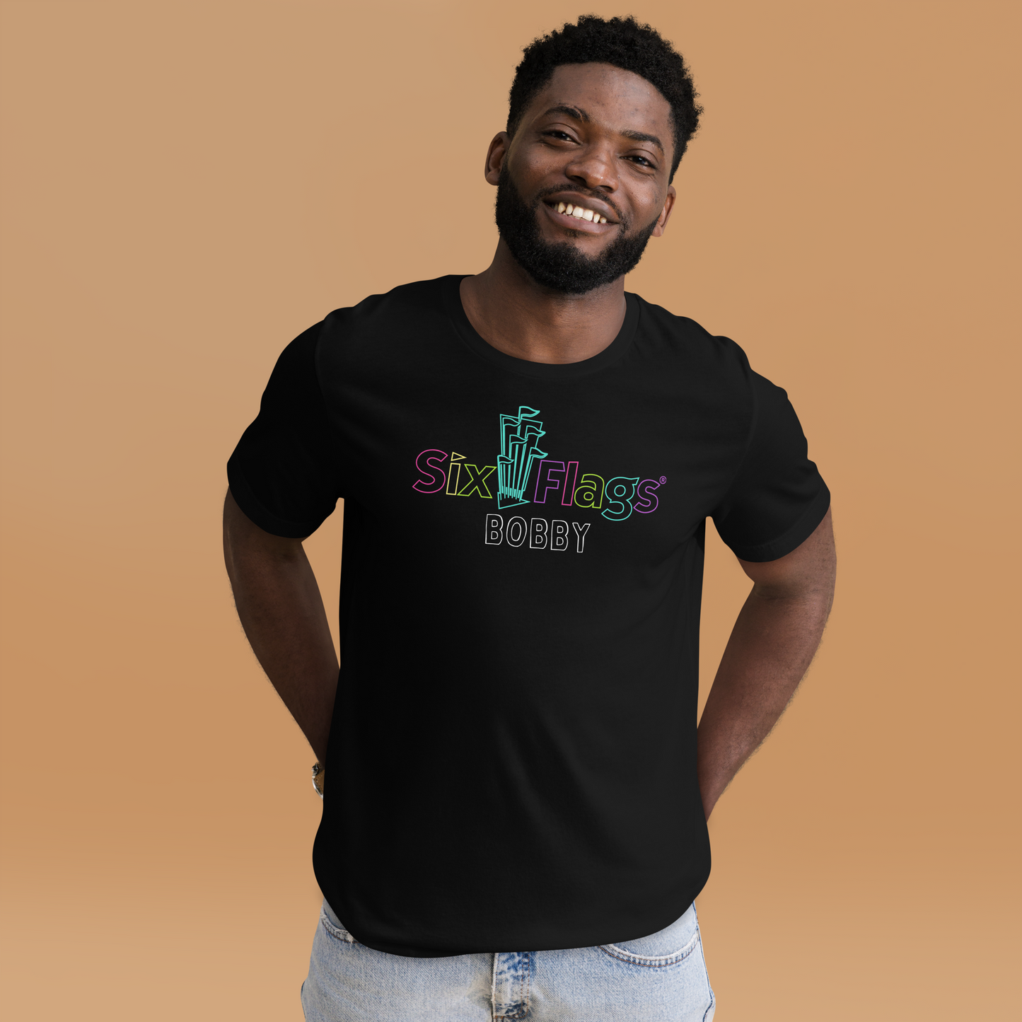 CUSTOMIZABLE! Six Flags Neon Tee