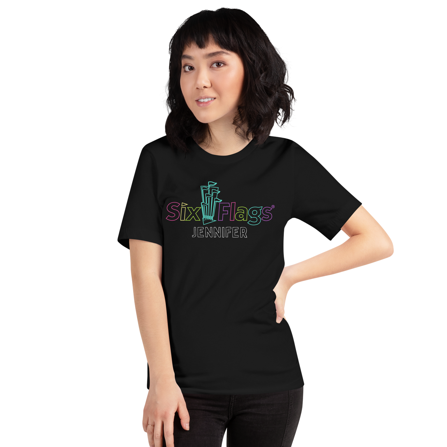 CUSTOMIZABLE! Six Flags Neon Tee