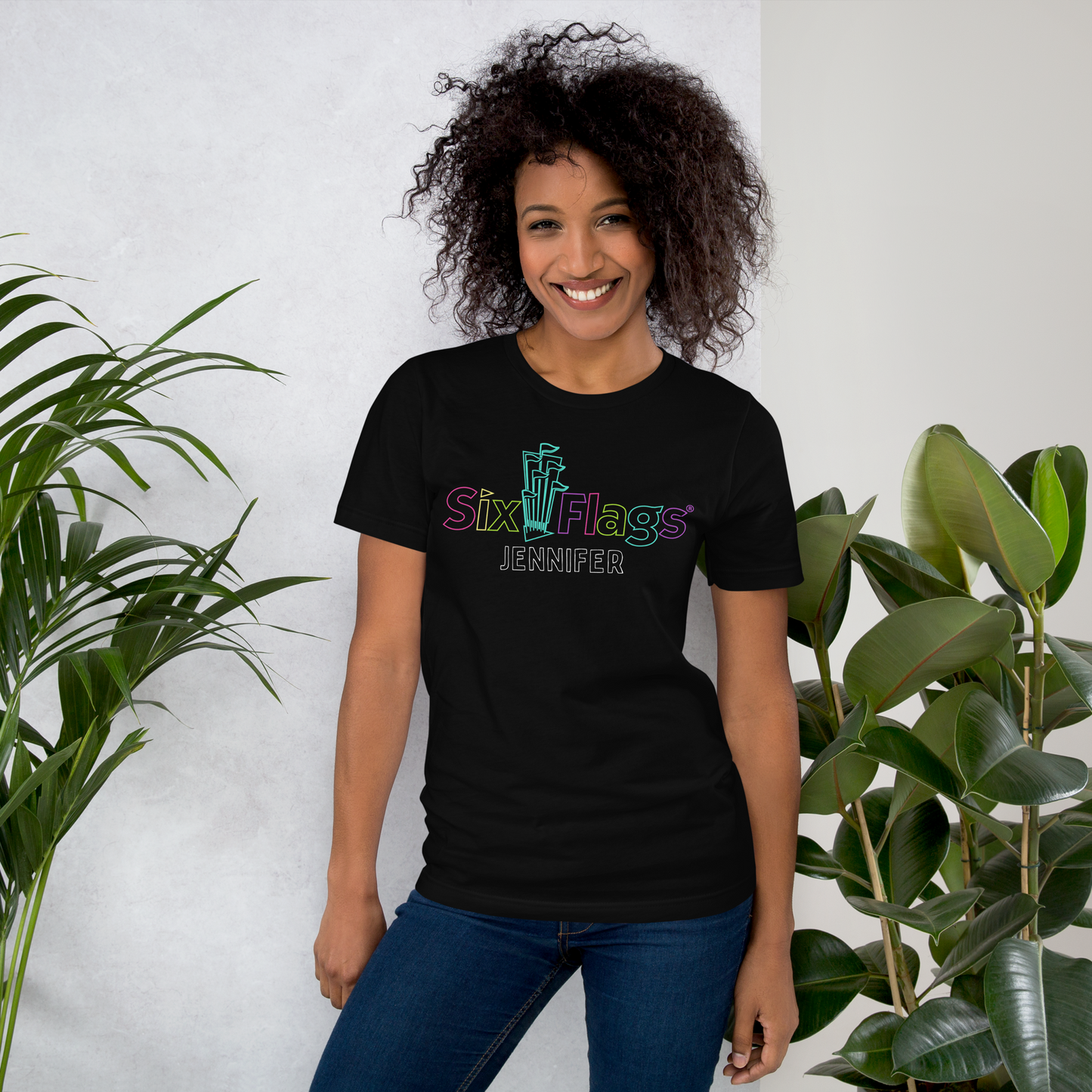 CUSTOMIZABLE! Six Flags Neon Tee