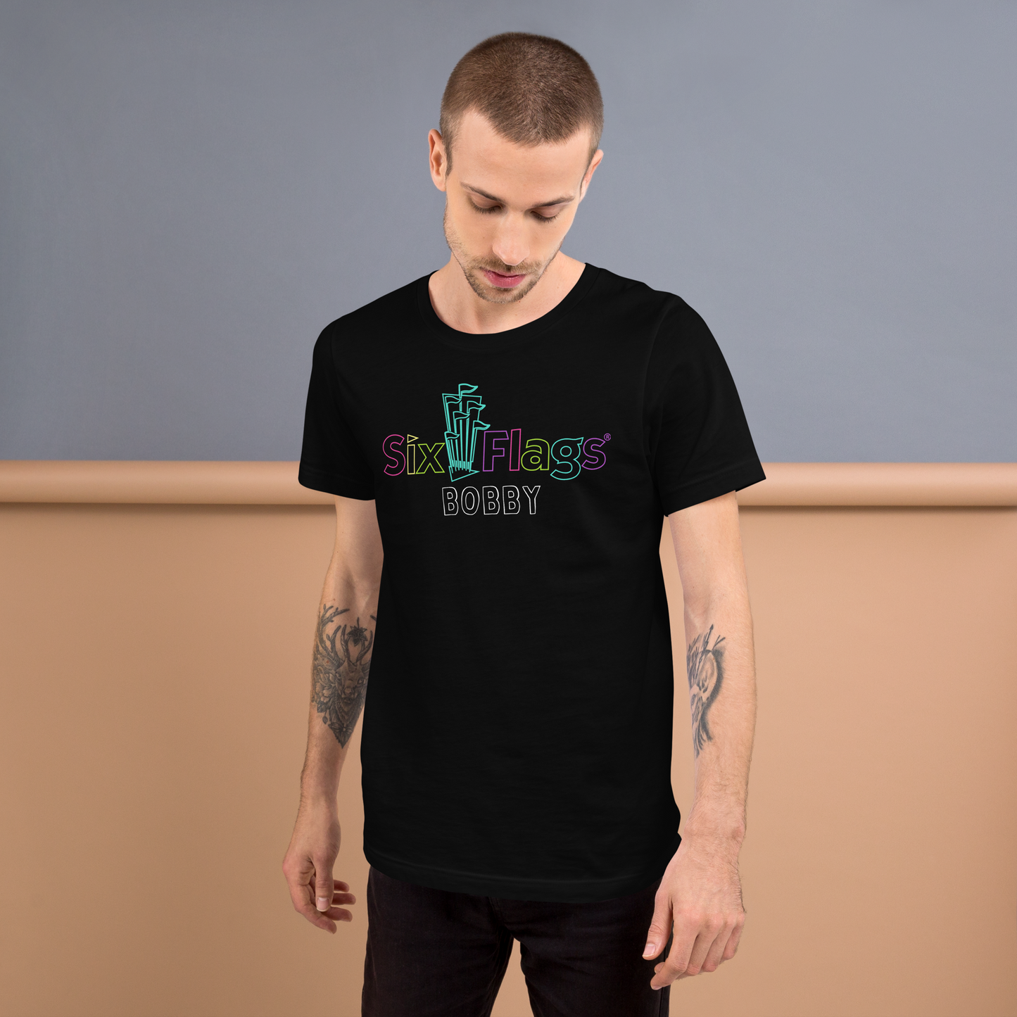 CUSTOMIZABLE! Six Flags Neon Tee