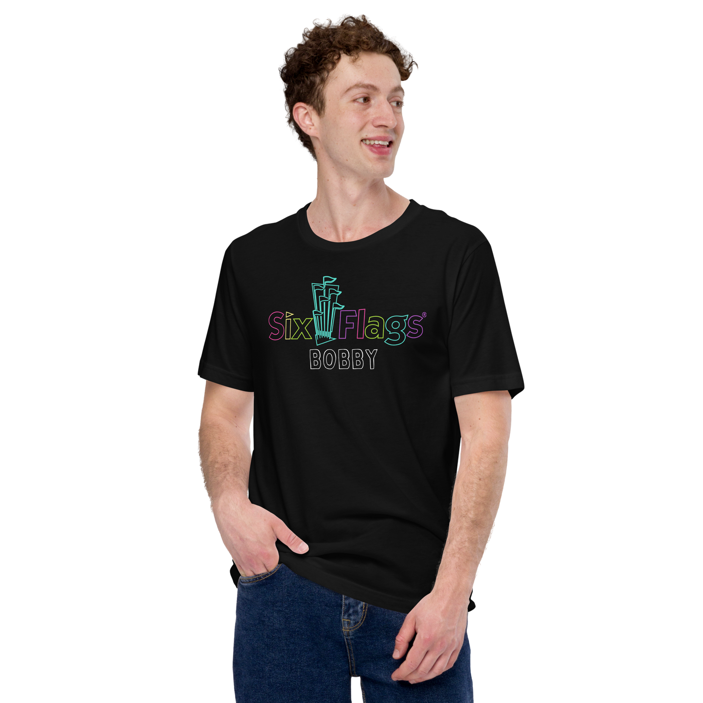 CUSTOMIZABLE! Six Flags Neon Tee