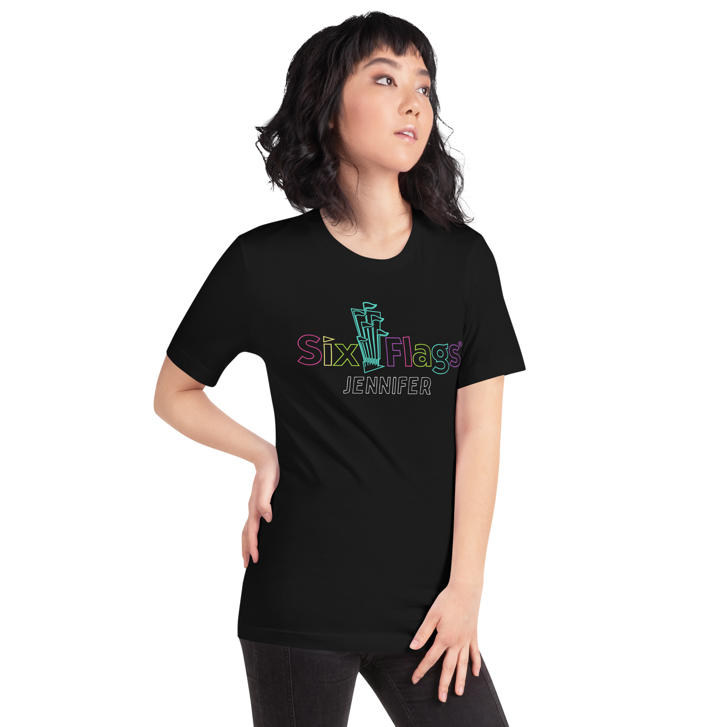 CUSTOMIZABLE! Six Flags Neon Tee