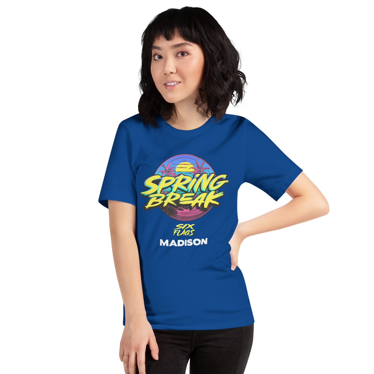 girl wearing CUSTOMIZABLE! Spring Break 2024 Sunset Tee