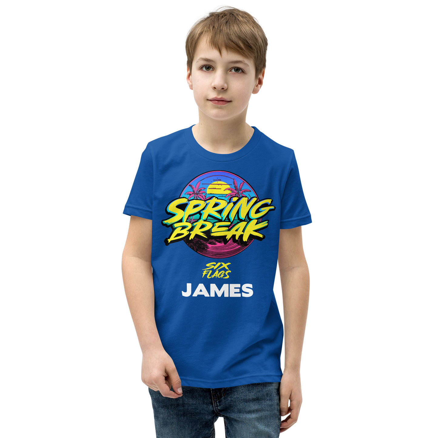 boy wearing CUSTOMIZABLE! Spring Break 2024 Sunset Tee