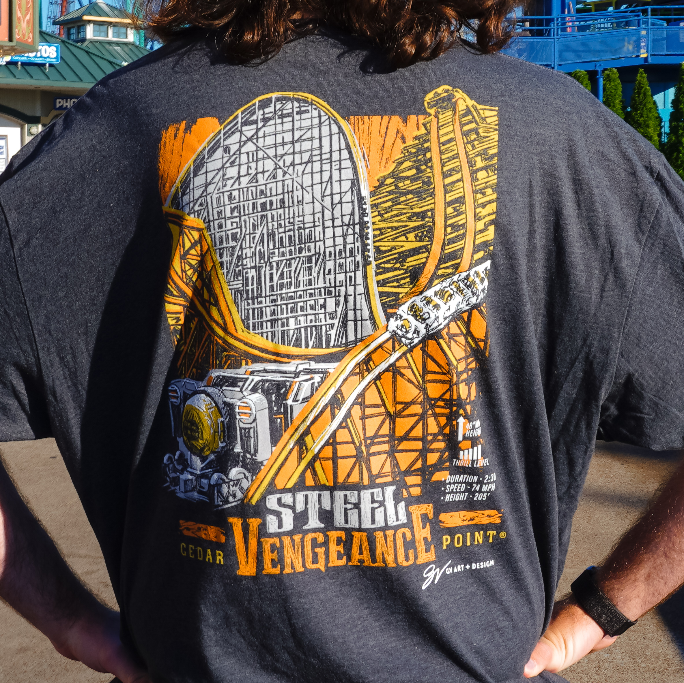 Cedar Point Steel Vengeance Coaster Stamp Tee