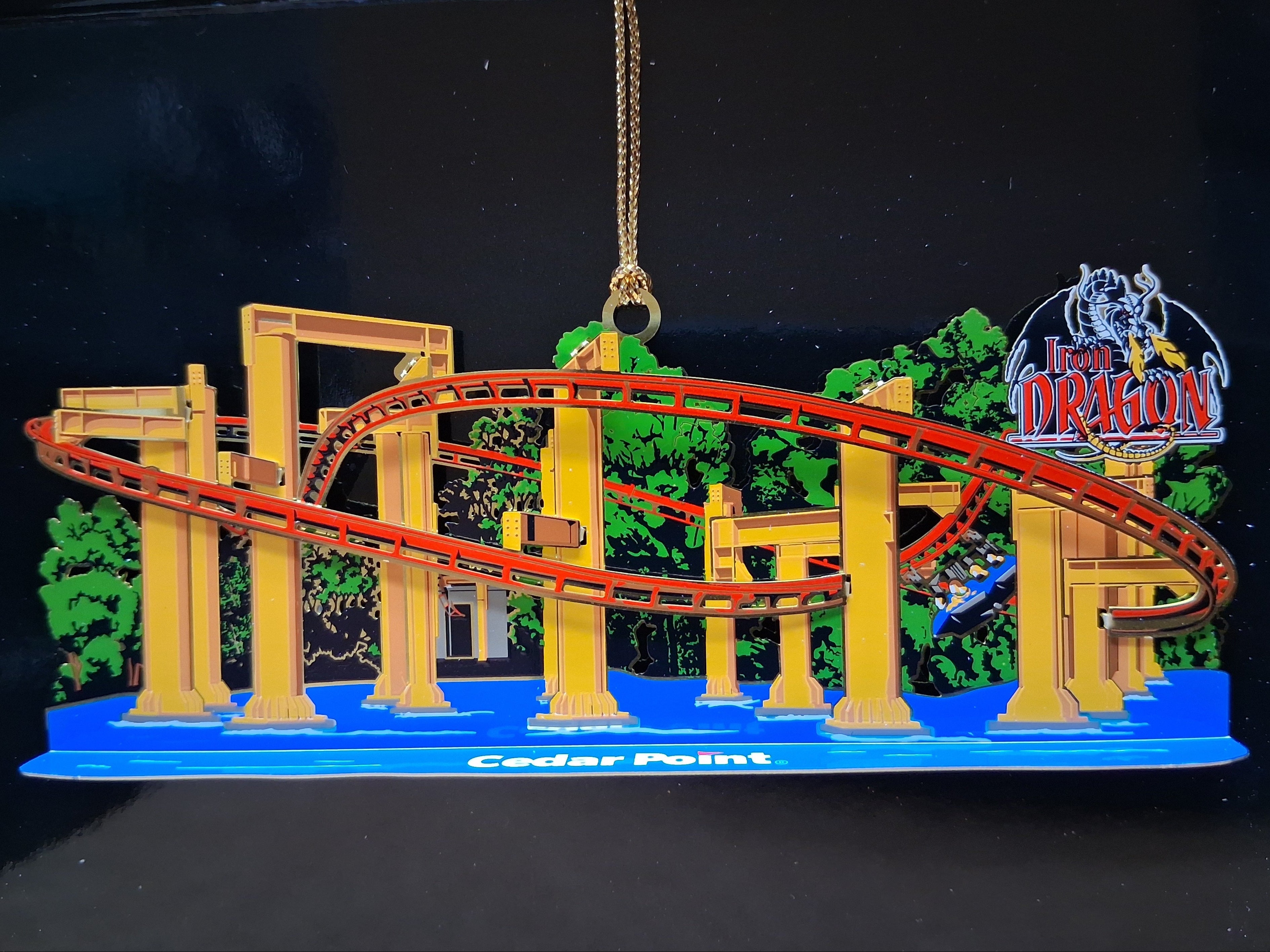 CEDAR POINT IRON DRAGON BRASS ORNAMENT