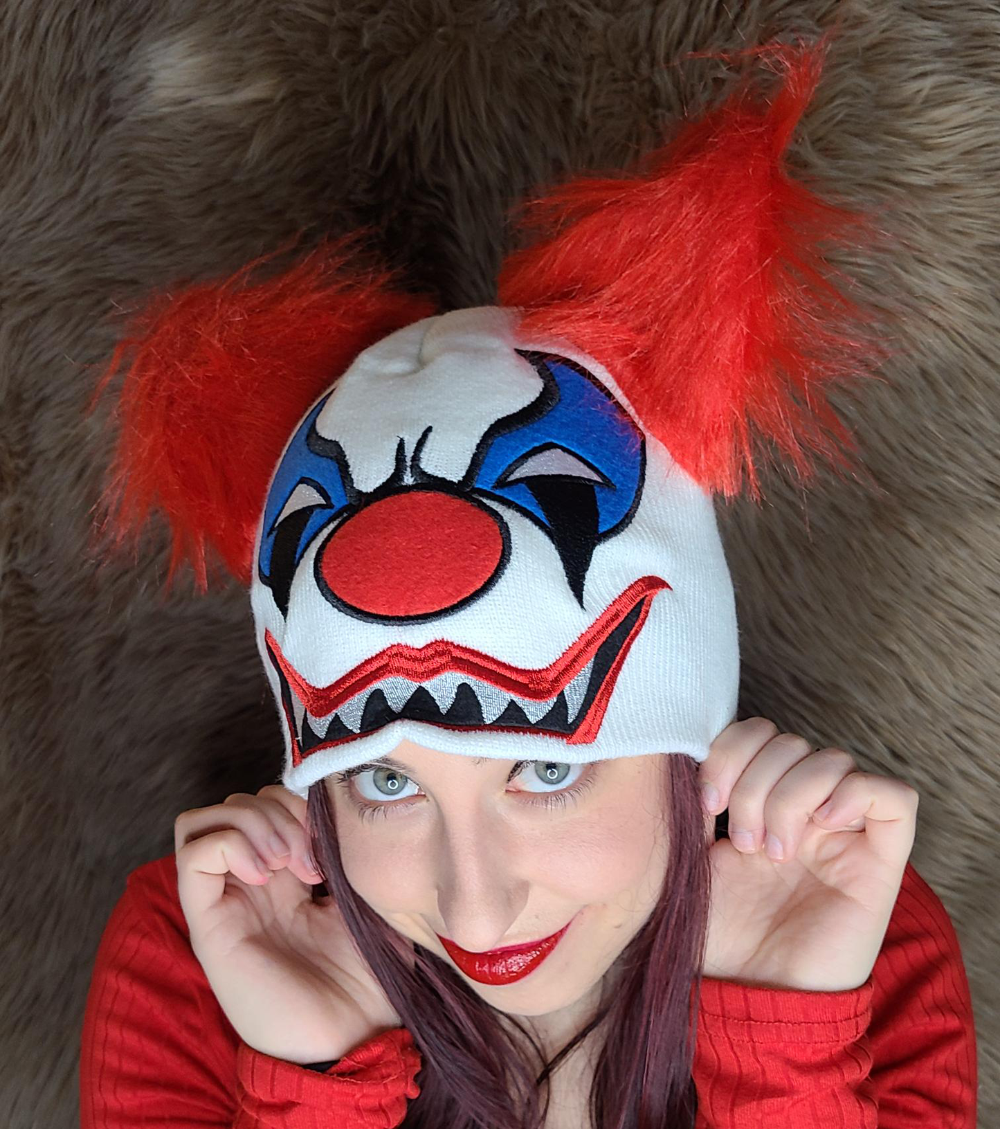 person wearing Scary Clown Beanie