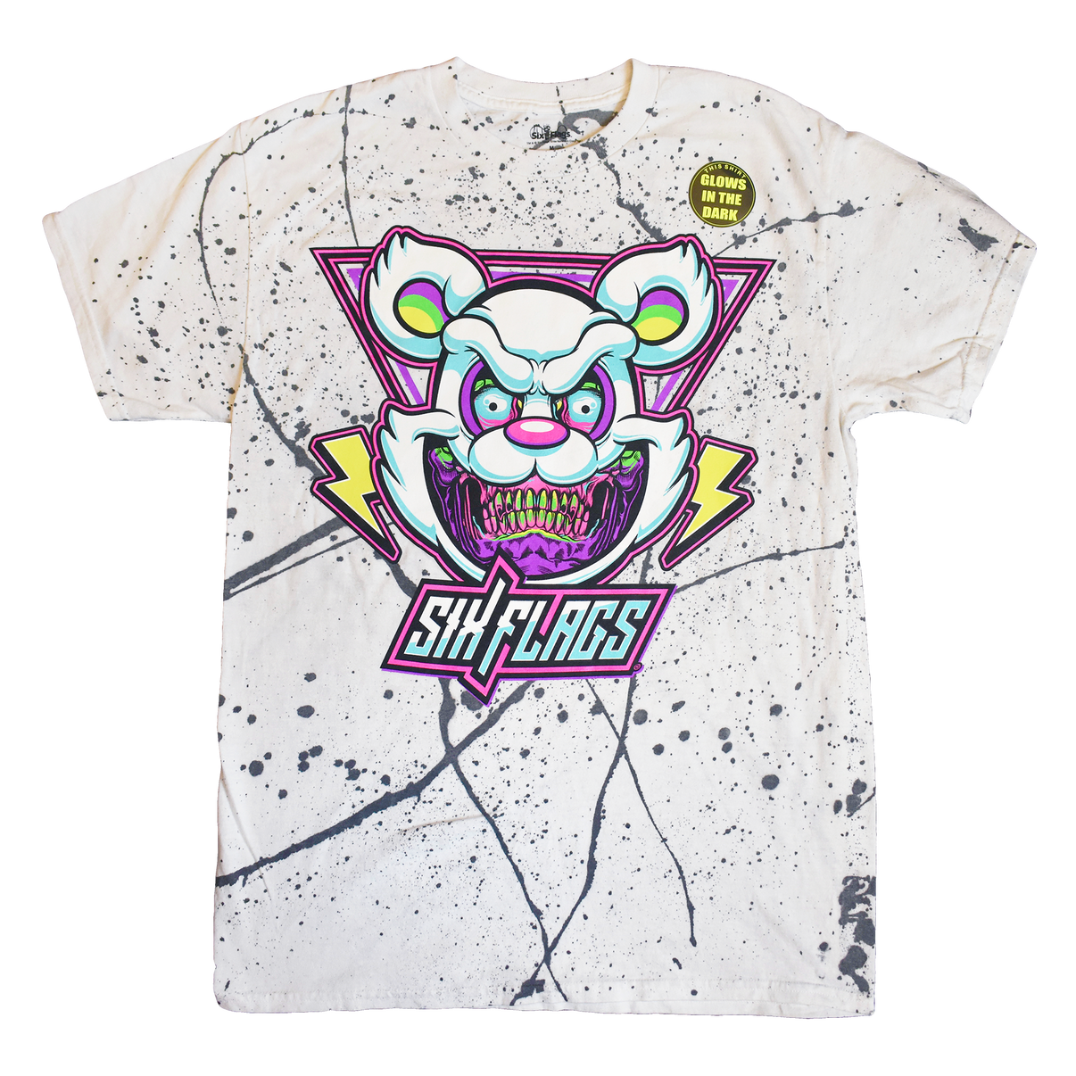 6 Nights Splatter Tee Glow in the Dark Six Flags Merch Store