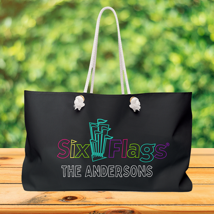 CUSTOMIZABLE! Six Flags Neon Weekender Bag