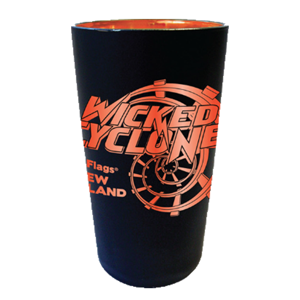 WICKED CYCLONE MATTE BLACK PINT GLASS (SIX FLAGS NEW ENGLAND)