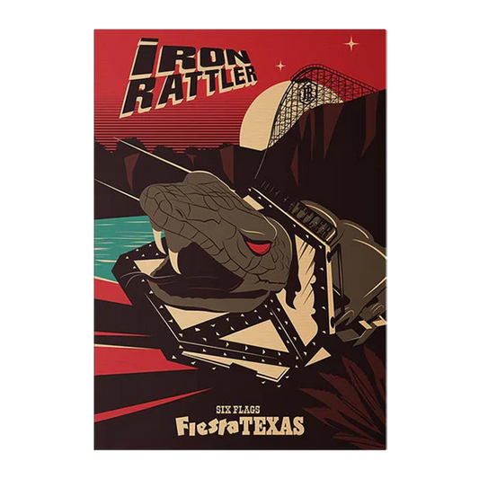Six Flags Fiesta Texas x Made to Thrill - Iron Rattler Poster