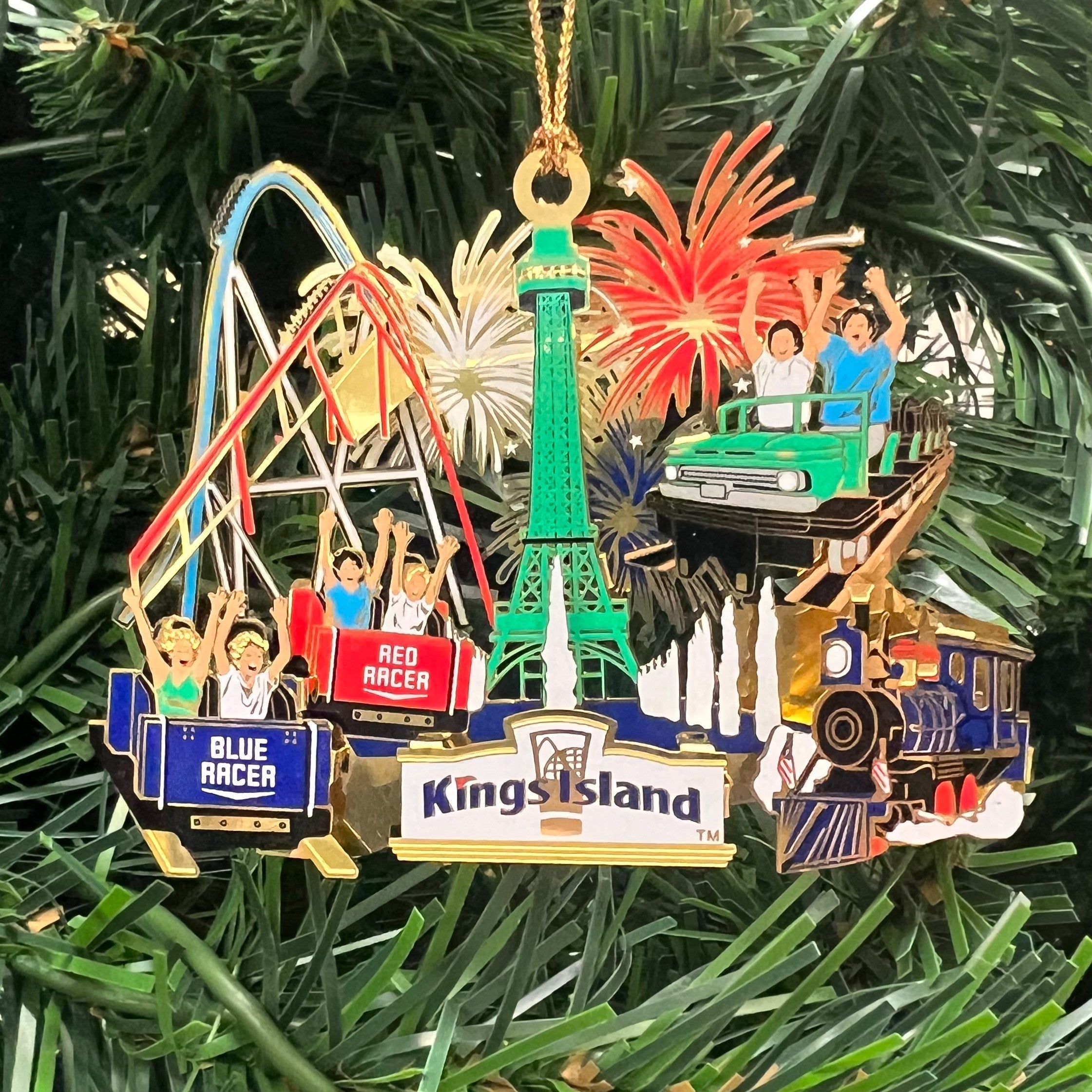 Kings Island Park Scene Brass Ornament