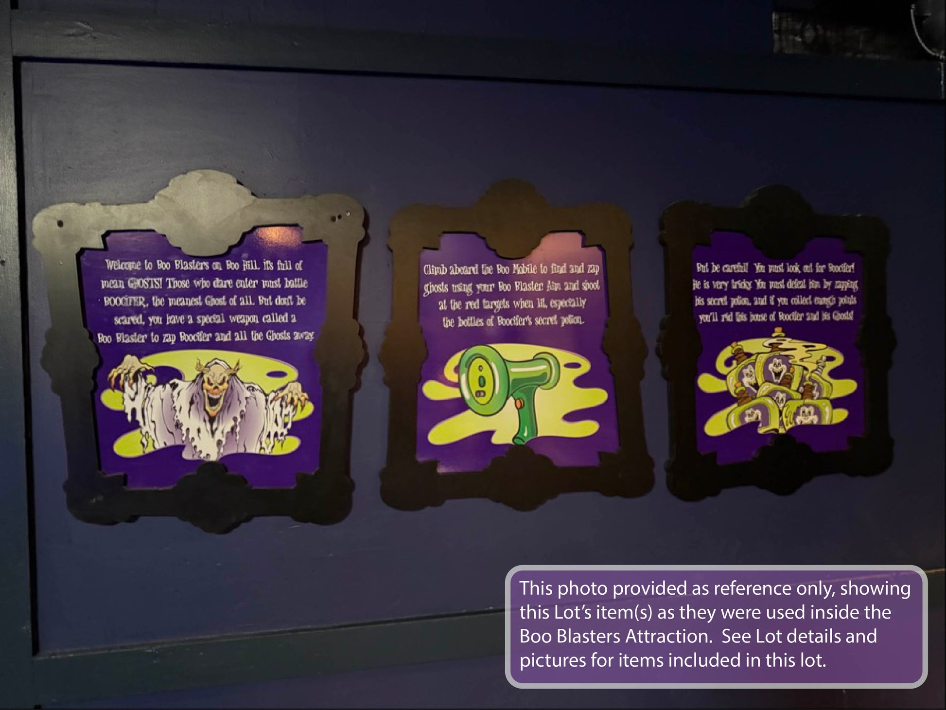 Lot # 3 – Boo Blasters Storyline 3pc Signage - Queue Reference 5.1
