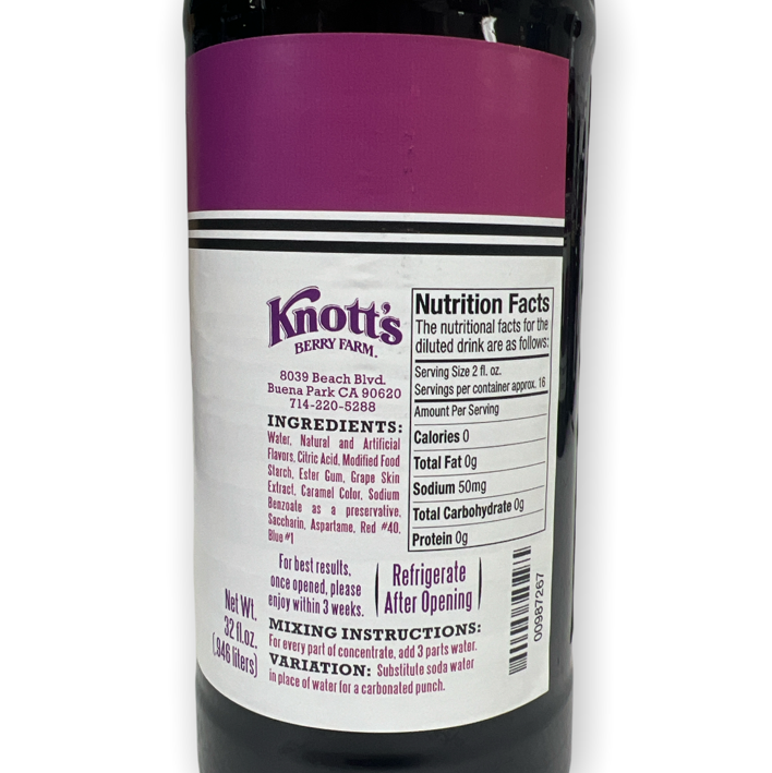 Knott's Berry Farm 32 oz. Sugar Free Boysenberry Punch Concentrate