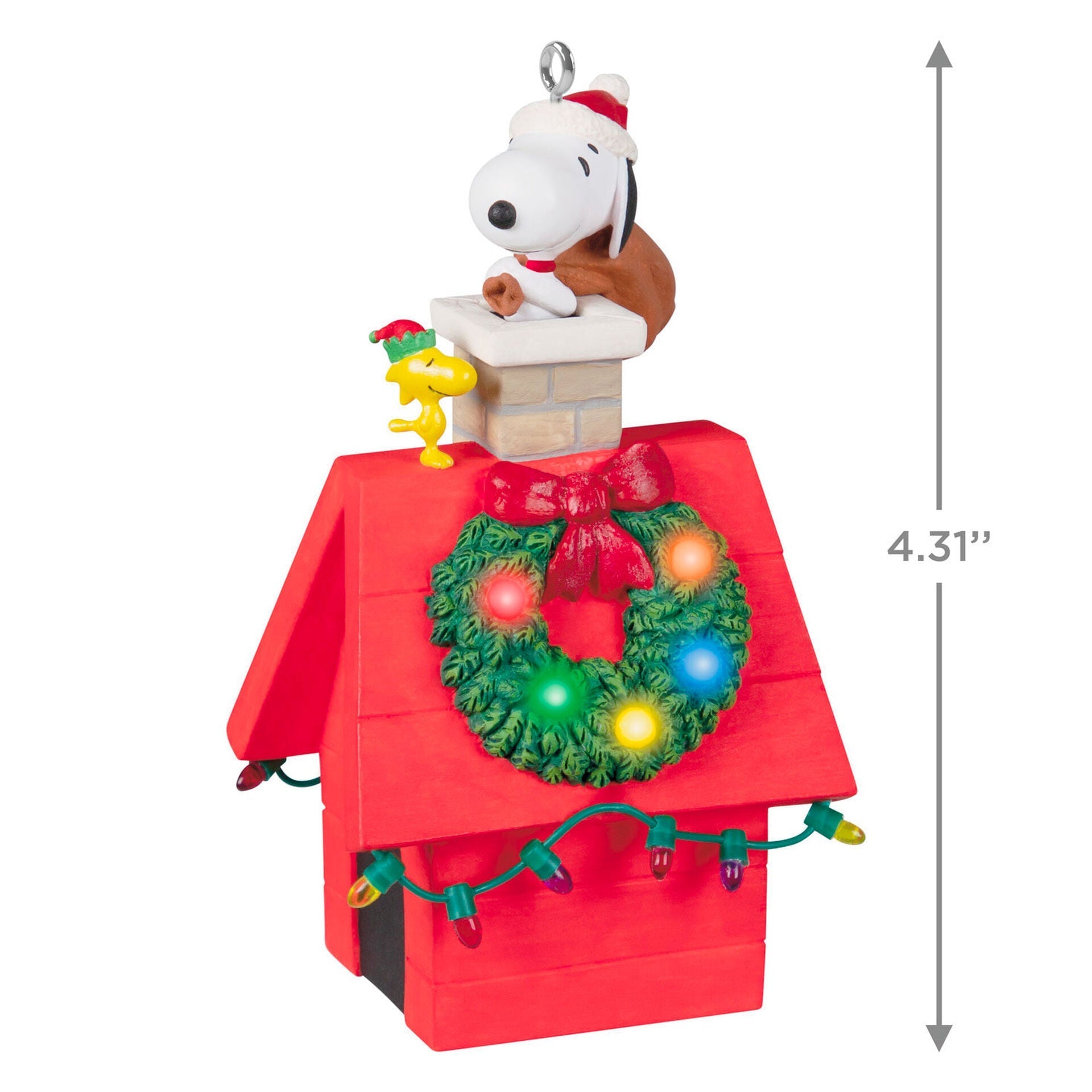 PEANUTS Hallmark Snoopy Up On The Housetop Ornament - Thumbnail 2