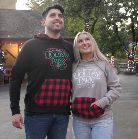 Holiday in the Park Plaid Pocket Hoodie - Black