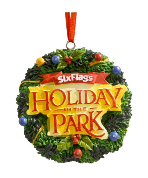 Six Flags HOLIDAY IN THE PARK WREATH ORNAMENT - Made of Resin