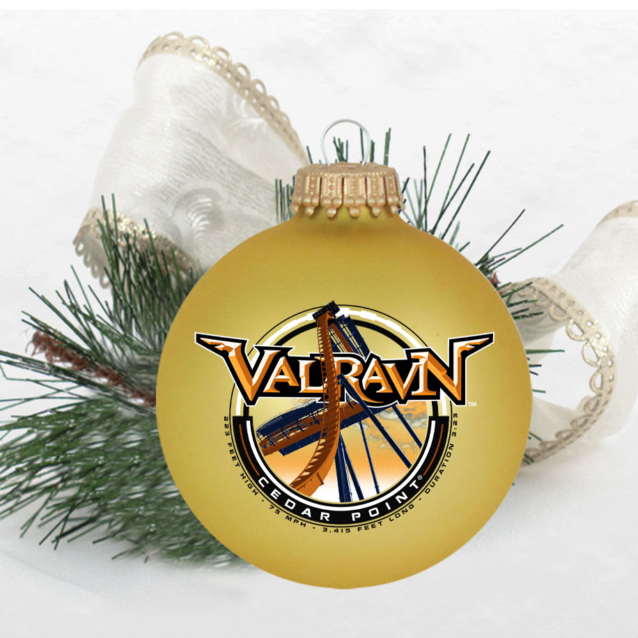 Cedar Point Valravn Circle Sign Glass Ornament