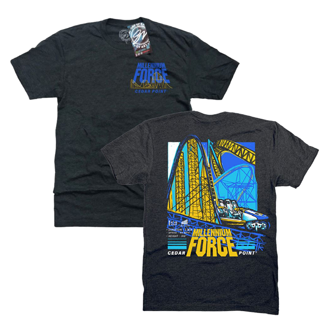 Cedar Point Millennium Force Coaster Stamp Tee