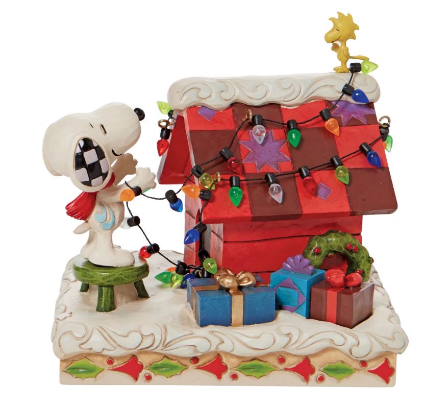 PEANUTS® by Jim Shore Enesco Snoopy with Woodstock Decking the Dog House