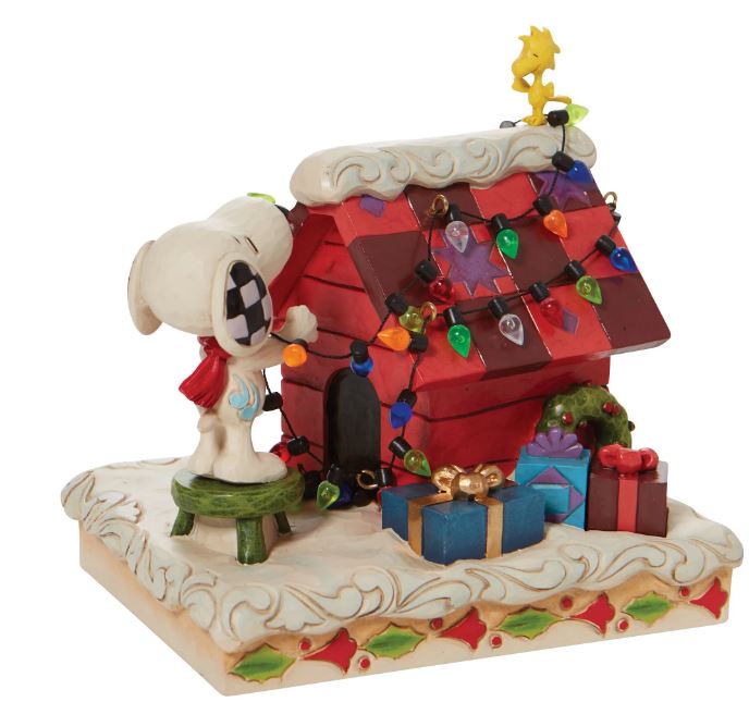 PEANUTS® by Jim Shore Enesco Snoopy with Woodstock Decking the Dog House