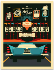 Cedar Point Entrance Sign Night Poster