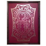 Cedar Point Train Art Logo Wooden Sign